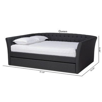 Delora Upholstered Daybed With Trundle - Baxton Studio 12 Delora Upholstered Daybed With Trundle - Baxton Studio - Image 10