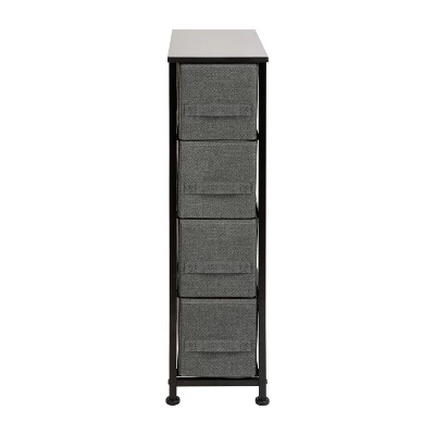 Flash Furniture 4 Drawer Slim Wood Top Cast Iron Frame Vertical Storage Dresser With Easy Pull Fabric Drawers 10 Flash Furniture 4 Drawer Slim Wood Top Cast Iron Frame Vertical Storage Dresser With Easy Pull Fabric Drawers - Image 8