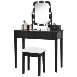 Costway Vanity Table Set With Lighted Mirror Adjustable 10 Bulbs Dresser 4 Drawer 19 Costway Vanity Table Set With Lighted Mirror Adjustable 10 Bulbs Dresser 4 Drawer -Bedroom Home Store GUEST 756a7e7a 17eb 40b7 a90e 344c5b804300