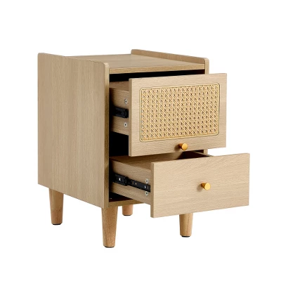 Organnice Natural Style 2-Drawer Nightstand Bed Side Table 4 Organnice Natural Style 2-Drawer Nightstand Bed Side Table - Image 2
