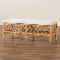 Orchard Fabric Upholstered And Rattan Bench White/Natural - Bali & Pari 14 Orchard Fabric Upholstered And Rattan Bench White/Natural - Bali & Pari -Bedroom Home Store GUEST 7710766f be1f 462b b4e7 1b69675b6c1b