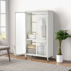 Costway Storage Wardrobe Cabinet Mobile Armoire Closet With Hanging Rod & Adjustable Shelf 13 Costway Storage Wardrobe Cabinet Mobile Armoire Closet With Hanging Rod & Adjustable Shelf -Bedroom Home Store GUEST 7714fea2 438f 47a2 8df6 0be623167612