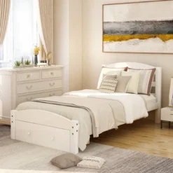 Twin Size Wood Platform Bed Frame With Storage Drawer And Slat Support-ModernLuxe 22 Twin Size Wood Platform Bed Frame With Storage Drawer And Slat Support-ModernLuxe -Bedroom Home Store GUEST 78827d7b 0d47 477c bde2 7c3c70cb79e7
