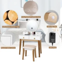 Costway Vanity Dressing Table Set Touch Screen Dimming Mirror 16 Costway Vanity Dressing Table Set Touch Screen Dimming Mirror -Bedroom Home Store GUEST 78d16680 0329 446b a0f7 9e37251facdc
