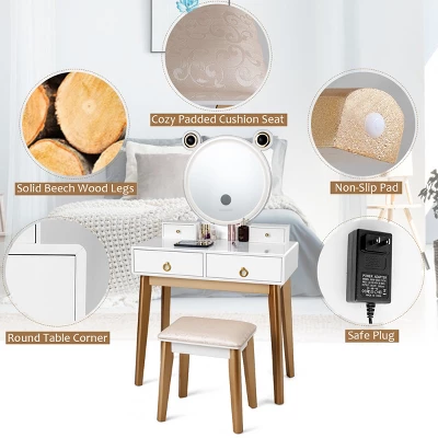 Costway Vanity Dressing Table Set Touch Screen Dimming Mirror 8 Costway Vanity Dressing Table Set Touch Screen Dimming Mirror - Image 6