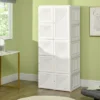 HOMCOM Portable Wardrobe Closet, Folding Bedroom Armoire, Clothes Storage Organizer With Cube Compartments, Hanging Rod, Magnet Doors, White -Bedroom Home Store GUEST 79754499 f061 4540 90c4 0e1d160292be
