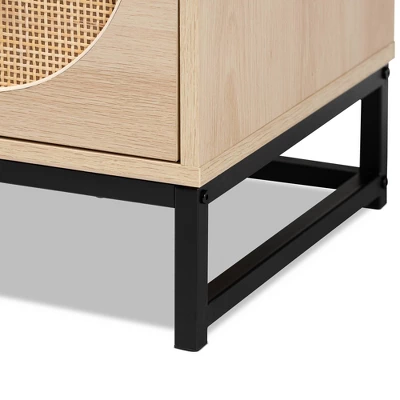 Ardon Bohemian Wood And Metal 1 Drawer Nightstand With Rattan Light Brown/Black - Baxton Studio 7 Ardon Bohemian Wood And Metal 1 Drawer Nightstand With Rattan Light Brown/Black - Baxton Studio - Image 5