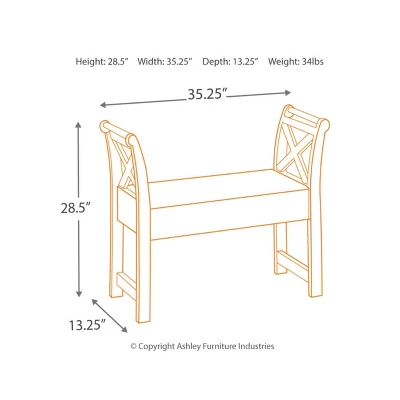 Abbonto Accent Bench Warm Brown - Signature Design By Ashley 5 Abbonto Accent Bench Warm Brown - Signature Design By Ashley - Image 3