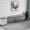 HOMCOM Sitting Bench Tufted Upholstered Fabric Ottoman With Rubberwood Legs For Living Room, Bedroom, Hallway, Grey 1 HOMCOM Sitting Bench Tufted Upholstered Fabric Ottoman With Rubberwood Legs For Living Room, Bedroom, Hallway, Grey -Bedroom Home Store GUEST 7c6f6a35 4346 489b ba31 cc3920621eed
