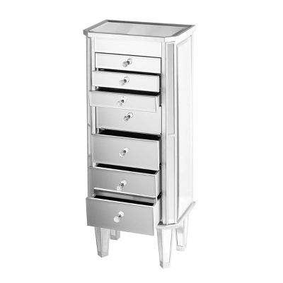Melanie 7 Drawer Glam Jewelry Armoire Mirrored/Brushed - Aiden Lane 10 Melanie 7 Drawer Glam Jewelry Armoire Mirrored/Brushed - Aiden Lane - Image 8