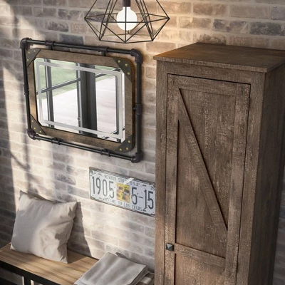 2pc Doney Armoire And Led Mirror Set Reclaimed Oak - MiBasics 7 2pc Doney Armoire And Led Mirror Set Reclaimed Oak - MiBasics - Image 5