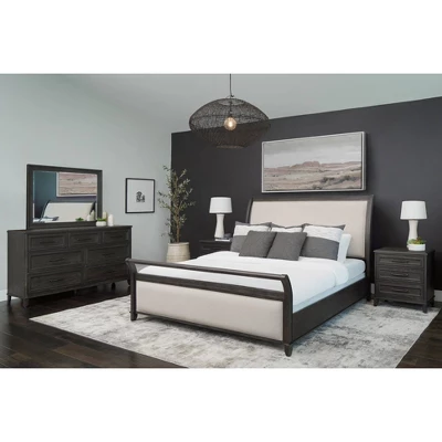 5pc Cindi Sleigh Bedroom Set Gray - Abbyson Living 3 5pc Cindi Sleigh Bedroom Set Gray - Abbyson Living