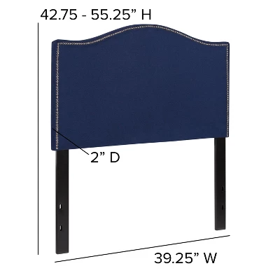 Emma And Oliver Upholstered Twin Size Headboard With Nailtrim In Navy Fabric 6 Emma And Oliver Upholstered Twin Size Headboard With Nailtrim In Navy Fabric - Image 4