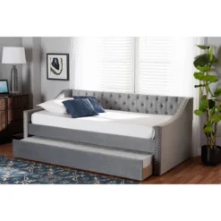 Raphael Velvet Fabric Upholstered Daybed With Trundle - Baxton Studio 17 Raphael Velvet Fabric Upholstered Daybed With Trundle - Baxton Studio -Bedroom Home Store GUEST 7f5adc72 32a2 4a13 a4b4 0a82988c0663