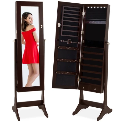 Best Choice Products 6-Tier Standing Mirror Lockable Storage Organizer Cabinet Armoire W/ LED Lights 10 Best Choice Products 6-Tier Standing Mirror Lockable Storage Organizer Cabinet Armoire W/ LED Lights - Image 8