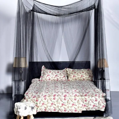 4 Corner Post Bed Canopy Mosquito Net Full Queen King Size Netting Bedding Black 8 4 Corner Post Bed Canopy Mosquito Net Full Queen King Size Netting Bedding Black - Image 6