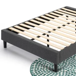 King Curtis Platform Bed Frame Charcoal Heather - Zinus