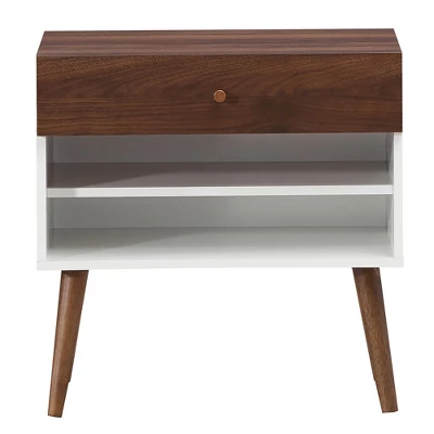 Costway Nightstand End Side Table Drawer Storage Shelf Mid-Century Rubber Wood Leg 11 Costway Nightstand End Side Table Drawer Storage Shelf Mid-Century Rubber Wood Leg - Image 9