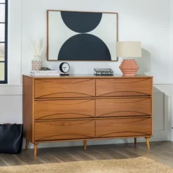 Mid-Century Modern Contoured 6 Drawer Dresser - Saracina Home