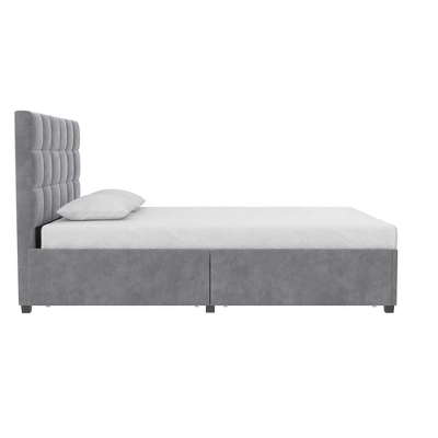 Serena Upholstered Bed With Drawers Light Gray Velvet - Cosmoliving By Cosmopolitan 9 Serena Upholstered Bed With Drawers Light Gray Velvet - Cosmoliving By Cosmopolitan - Image 7