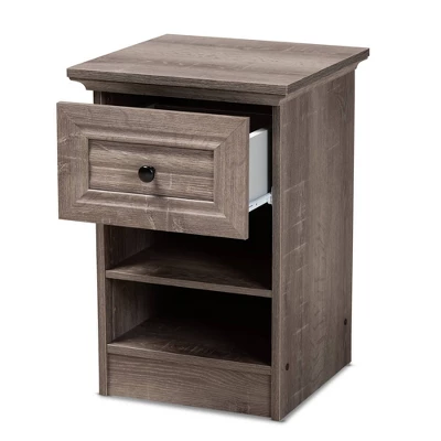 Dara 1 Drawer Wood Nightstand Gray/Brown/Black - Baxton Studio 3 Dara 1 Drawer Wood Nightstand Gray/Brown/Black - Baxton Studio