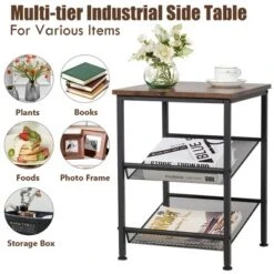 Costway Set Of 2 3-Tier Industrial End Side Table Nightstand W/2 Adjustable Shelves 15 Costway Set Of 2 3-Tier Industrial End Side Table Nightstand W/2 Adjustable Shelves -Bedroom Home Store GUEST 850c97f9 603f 4b5e 9697 1ced79301d08
