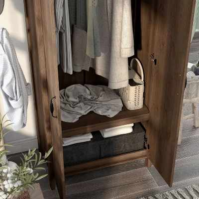 Andreasson Wardrobe Closet Distressed Walnut - HOMES: Inside + Out 7 Andreasson Wardrobe Closet Distressed Walnut - HOMES: Inside + Out - Image 5