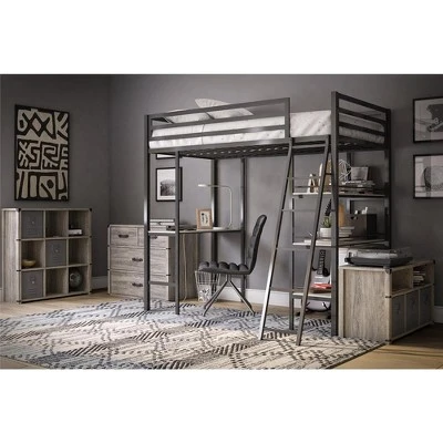 Little Seeds Nova 4 Drawer Storage Dresser With Leather Drawer Pulls, Gray Oak 4 Little Seeds Nova 4 Drawer Storage Dresser With Leather Drawer Pulls, Gray Oak - Image 2