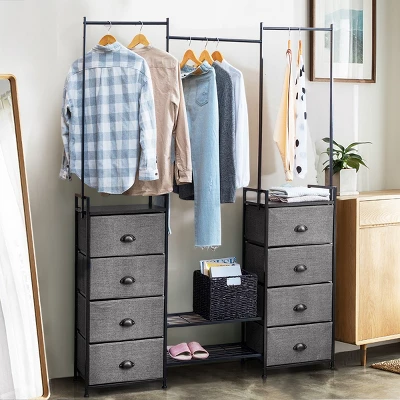 Costway 8 Drawer Fabric Dresser Hanger&Shoe Rack Multifunctional Storage Tower Metal 4 Costway 8 Drawer Fabric Dresser Hanger&Shoe Rack Multifunctional Storage Tower Metal - Image 2