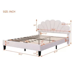 Upholstered Wood Platform Bed With Flower Pattern Velvet Headboard-ModernLuxe 15 Upholstered Wood Platform Bed With Flower Pattern Velvet Headboard-ModernLuxe -Bedroom Home Store GUEST 86344665 10d7 44f0 b227 8347b8eefece