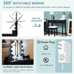 Costway Vanity Table Set With Lighted Mirror Adjustable 10 Bulbs Dresser 4 Drawer 16 Costway Vanity Table Set With Lighted Mirror Adjustable 10 Bulbs Dresser 4 Drawer -Bedroom Home Store GUEST 86e8c896 6739 4845 935e 7f77f0473f38