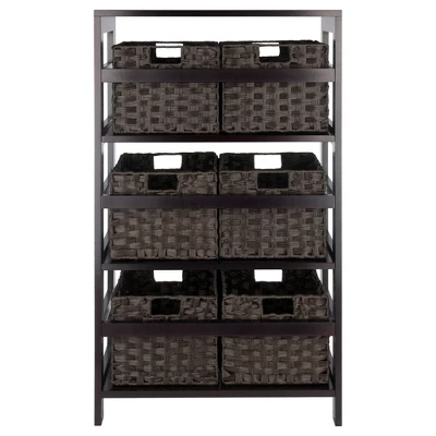 42" 7pc Leo Storage Shelf With Baskets Espresso/Chocolate - Winsome 5 42" 7pc Leo Storage Shelf With Baskets Espresso/Chocolate - Winsome - Image 3