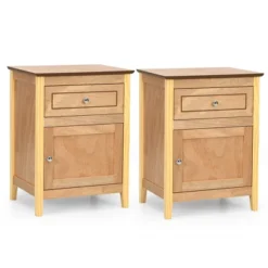 Costway 2PCS Nightstand With Drawer Accent Side End Table Storage Cabinet WhiteNatural 22 Costway 2PCS Nightstand With Drawer Accent Side End Table Storage Cabinet WhiteNatural -Bedroom Home Store GUEST 895f3d49 1877 49ab 85b6 365dde47b268