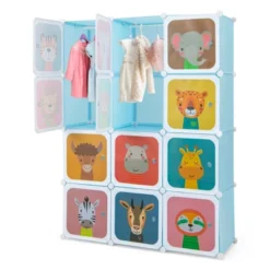 Costway 12-Cube Kids Wardrobe Baby Dresser Bedroom Armoire Clothes Hanging Closet With Door Blue/Pink 22 Costway 12-Cube Kids Wardrobe Baby Dresser Bedroom Armoire Clothes Hanging Closet With Door Blue/Pink -Bedroom Home Store GUEST 89f70eab 03f1 4d63 9413 06e0afc9ce2e