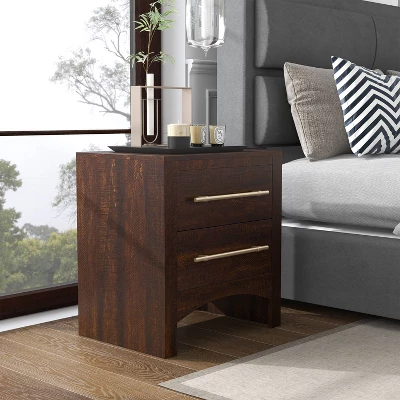Melonnes Transitional 2 Drawer Nightstand Walnut - HOMES: Inside + Out 3 Melonnes Transitional 2 Drawer Nightstand Walnut - HOMES: Inside + Out