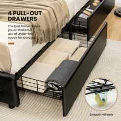 Costway Upholstered Platform Bed W/ 4 Drawers PU Leather Button Tufted Headboard 18 Costway Upholstered Platform Bed W/ 4 Drawers PU Leather Button Tufted Headboard -Bedroom Home Store GUEST 8d215040 3639 4742 86b0 939c194ce900