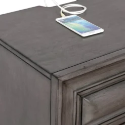Rowland 3 Drawers Nightstand With USB Ports Gray - HOMES: Inside + Out 7 Rowland 3 Drawers Nightstand With USB Ports Gray - HOMES: Inside + Out -Bedroom Home Store GUEST 8d95c240 db47 416e 9074 bbc4551f32e1