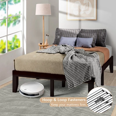 Costway Full Size Wood Bed Frame & 10'' Foam Mattress Set CertiPUR-US Certified Natural/Espresso 3 Costway Full Size Wood Bed Frame & 10'' Foam Mattress Set CertiPUR-US Certified Natural/Espresso - Image 2