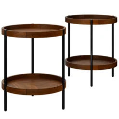 Costway 2-tier Round Side End Table Storage Shelf Rubber Wood Accent Nightstand 22 Costway 2-tier Round Side End Table Storage Shelf Rubber Wood Accent Nightstand -Bedroom Home Store GUEST 8fc1accc 99af 433a add8 b4599d65ec96