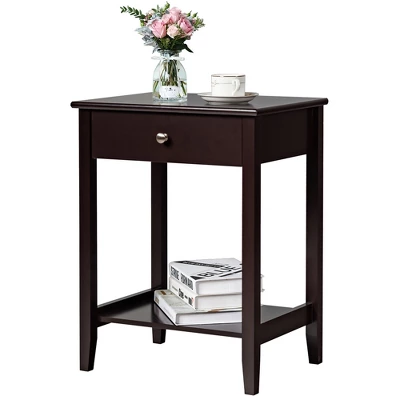 Costway Nightstand End Table Storage Display Bedroom Furniture Drawer Shelf Beside WhiteBrownGrey 7 Costway Nightstand End Table Storage Display Bedroom Furniture Drawer Shelf Beside WhiteBrownGrey - Image 5