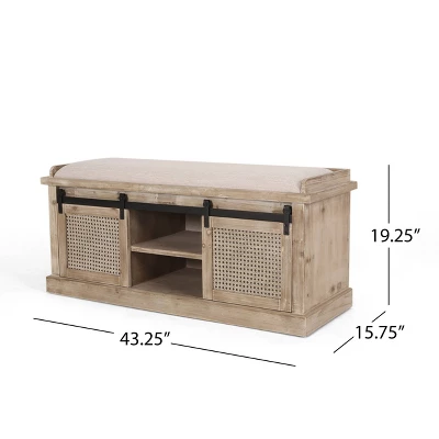 Niemi Rustic Storage Bench With Cushion Beige/ Natural/Black - Christopher Knight Home 12 Niemi Rustic Storage Bench With Cushion Beige/ Natural/Black - Christopher Knight Home - Image 10