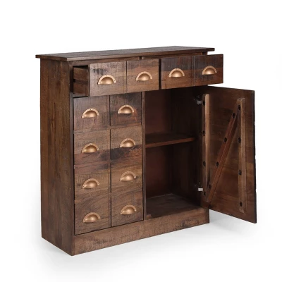 Terrell Handcrafted Boho Mango Wood Cabinet Antique Natural - Christopher Knight Home 4 Terrell Handcrafted Boho Mango Wood Cabinet Antique Natural - Christopher Knight Home - Image 2