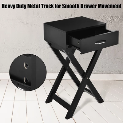 Costway 2PCS Nightstand X-Shape Drawer Accent Side End Table Modern Home Furniture Black 11 Costway 2PCS Nightstand X-Shape Drawer Accent Side End Table Modern Home Furniture Black - Image 9