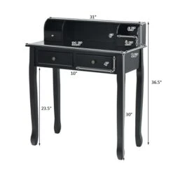 Costway Writing Desk Mission White Home Office Computer Desk 4 Drawer WhiteBlackPink