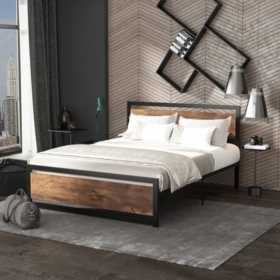 HOMCOM Queen Platform Bed Frame With Headboard & Footboard, Strong Metal Slat Support Full Bed Frame W/ Underbed Storage Space, No Box Spring Needed, 63''x82''x40.5'' 3 HOMCOM Queen Platform Bed Frame With Headboard & Footboard, Strong Metal Slat Support Full Bed Frame W/ Underbed Storage Space, No Box Spring Needed, 63''x82''x40.5''