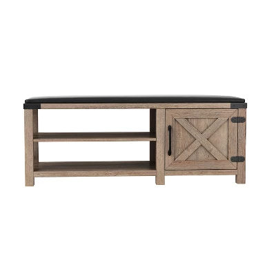 Modern Farmhouse Shoe Bench, Light Brown - ModernLuxe 7 Modern Farmhouse Shoe Bench, Light Brown - ModernLuxe - Image 5