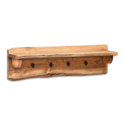 Alaterre Furniture Alpine Natural Brown Live Edge 36" Bench With Coat Hook Shelf Set Metal And Wood 6 Alaterre Furniture Alpine Natural Brown Live Edge 36" Bench With Coat Hook Shelf Set Metal And Wood - Image 4