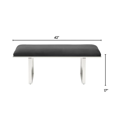 Remi Upholstered Bench French Dark Gray Velvet - Adore Decor 5 Remi Upholstered Bench French Dark Gray Velvet - Adore Decor - Image 3