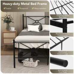 Costway Full/Queen Size Metal Platform Bed Frame W/ Headboard Mattress Foundation 20 Costway Full/Queen Size Metal Platform Bed Frame W/ Headboard Mattress Foundation -Bedroom Home Store GUEST 99417146 6843 4ea3 a795 2819119e3c1f