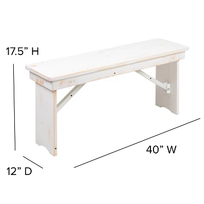 Emma And Oliver 40" X 12" Antique Rustic Solid Pine Folding Farm Bench - Portable Bench 7 Emma And Oliver 40" X 12" Antique Rustic Solid Pine Folding Farm Bench - Portable Bench - Image 5